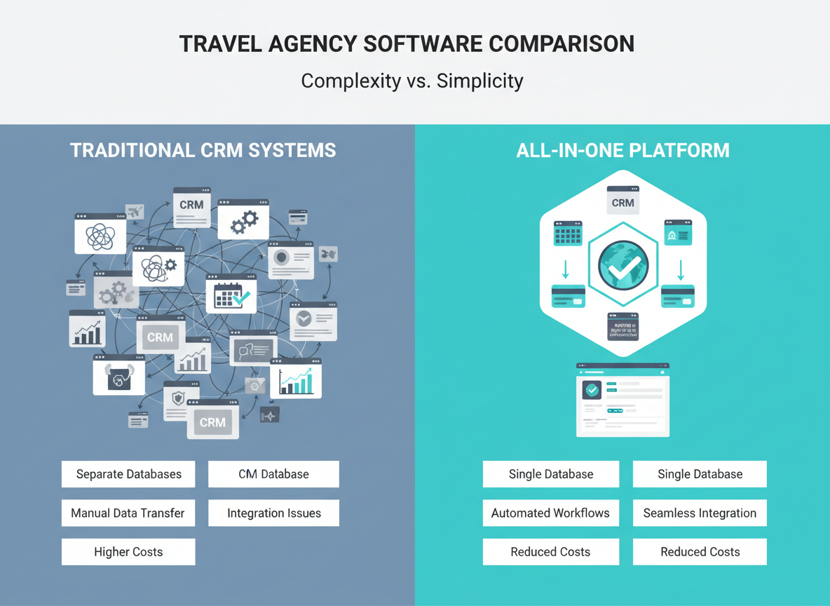 Comparison of cluttered multiple tools vs clean unified platform